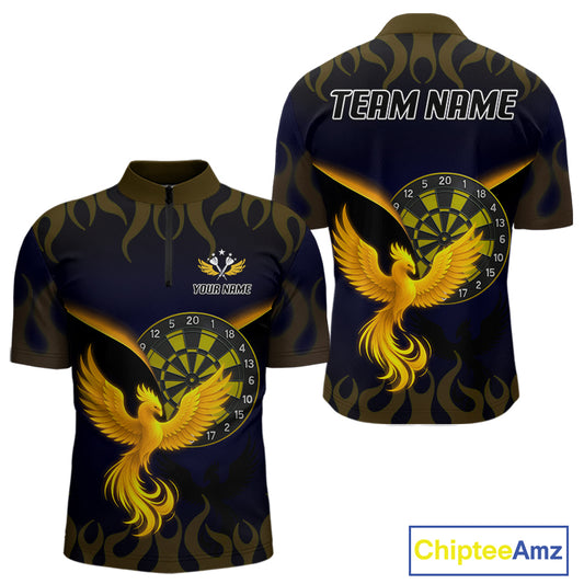 Custom Yellow Flames Phoenix Dartboards Darts Shirt For Men Outfits Phoenix Dart Jersey NYN1045