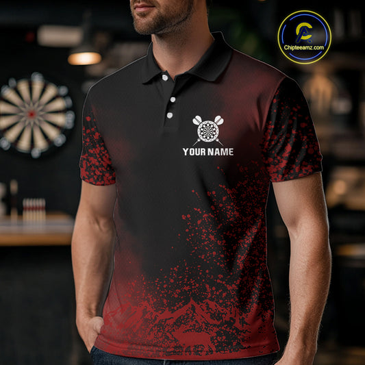Red Arrows & Dartboard Men's Darts Polo Shirt - Custom Name For Darts Jersey NYN0759