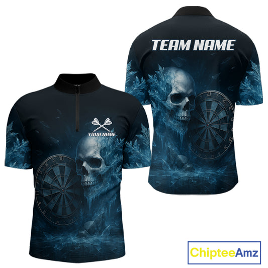 Custom Men Darts Shirt With Icy Skull Personalized Team Dartboard Darts Jerseys NYN1215