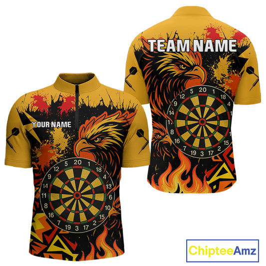Custom Black And Yellow Flaming Eagle Darts Shirt For Men Outfits Grunge Dart Jersey NYN0399