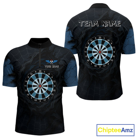 Dark Spiral Web Dartboards Men's Darts Team Shirt - Custom Name For Darts Jersey NYN0496