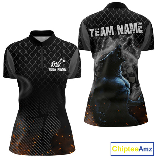 Women's Custom Darts Jersey With Thunder Wolfs & Dark Geometric Pattern NYN0283
