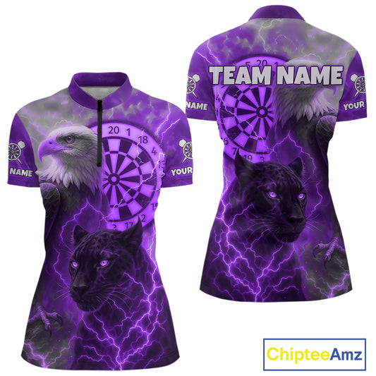 Custom Darts Shirt For Women Lightning Eagle Panther Dartboard Dart Team Jerseys | Purple NYN1152