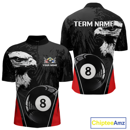 Grey Grunge Eagle Billiard Shirts For Men Custom Pool 8 Ball Billiard Team Jerseys NYN2299