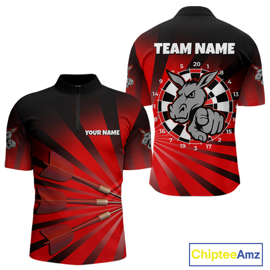 Goat Dartboard & Dart Arrow Funny Darts Shirt For Men Custom Name & Team | Opt2 - Red NYN0671