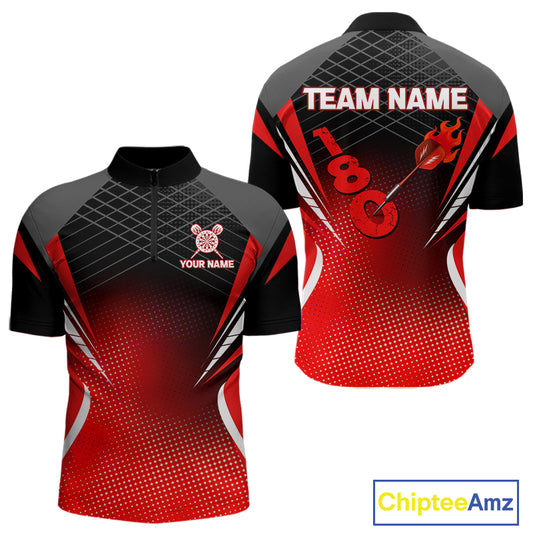 Flaming Dart Arrow In 180 Score Men's Darts Shirt - Custom Name For Dart Players NYN0421