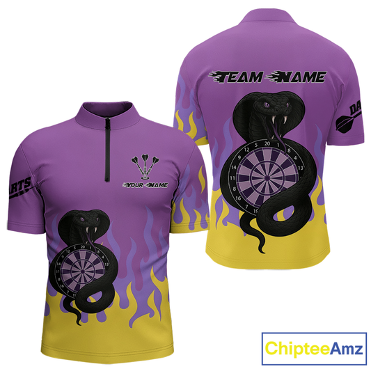 Purple Dartboard & Dark Cobra - Men's Darts Team Shirt - Custom Name For Players NYN0491