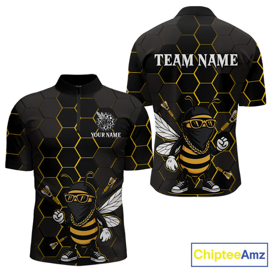 Bee Human And Dart Arrows Funny Darts Shirt For Men - Custom Name & Team Jersey NYN0669