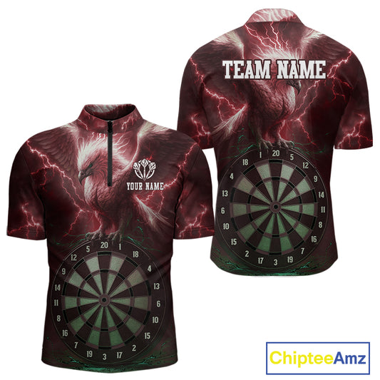 Custom Lightning Red Eagle Dartboard Men Dart Shirt Outfits Dart Team Jerseys NYN1067