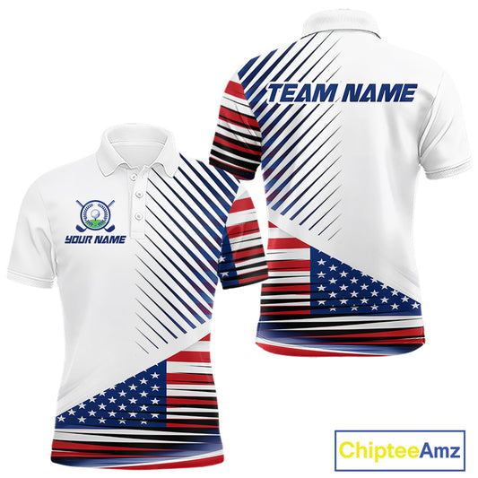 Patriotic Mens Golf Shirts Golf Clothing Custom American Flag Polo Shirt, Gifts For The Golfer NYN2932
