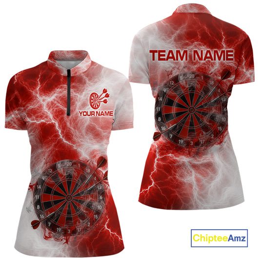 Personalized red and white smoke dart shirt for women thunder darts jersey