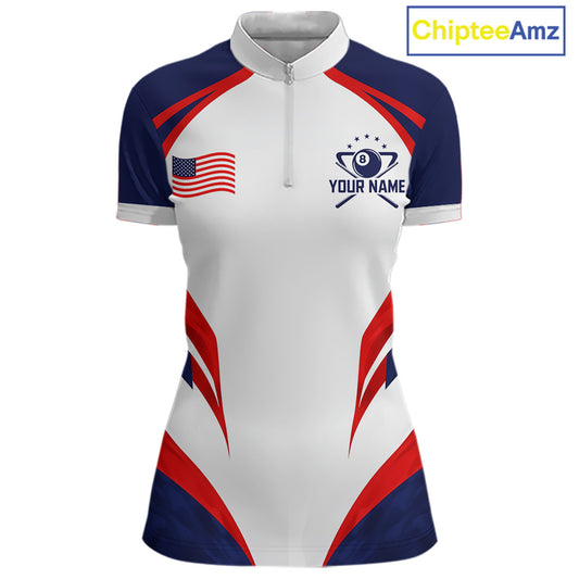 Custom 250 Years Freedom Eagle 8 Ball Pool Billiard Shirt For Women Patriotic Billiard Apparel NYN2633