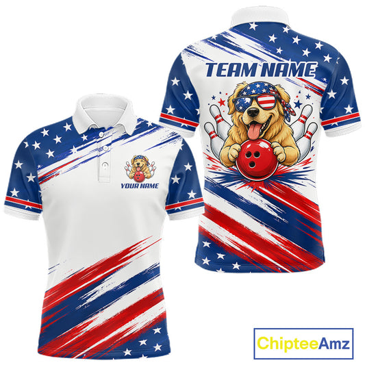 Funny Boxing Bowling Pins Men's Bowling Polo Shirt, Personalized Blue Bowling League Jersey, Cartoon Sports Apparel