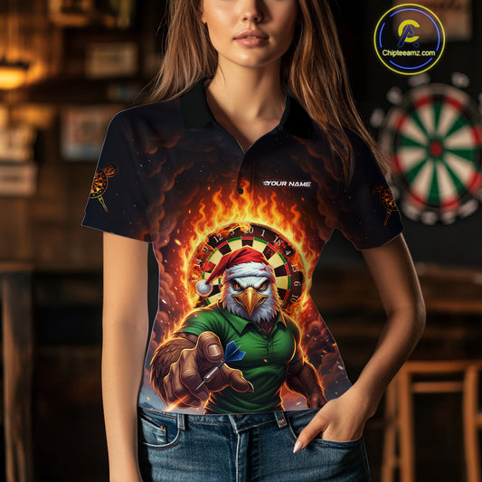 Funny Eagle Flame Dartboard Christmas Darts Polo Shirt For Women Custom Xmas Dart Jerseys NYN1853