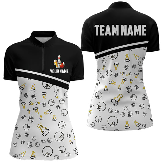 Custom Beer Bowling Shirt for Men Women Quarter-Zip Bowling Team Jersey QZT612