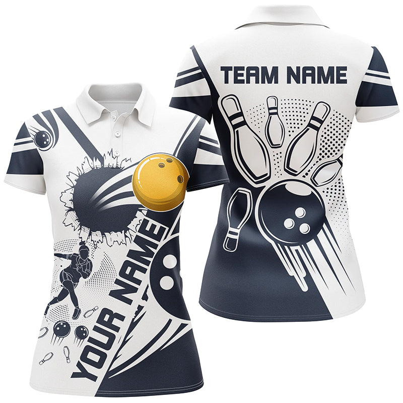Personalized Bowling Shirt for Women Bowling Team League Polo Shirt for Women QZT408
