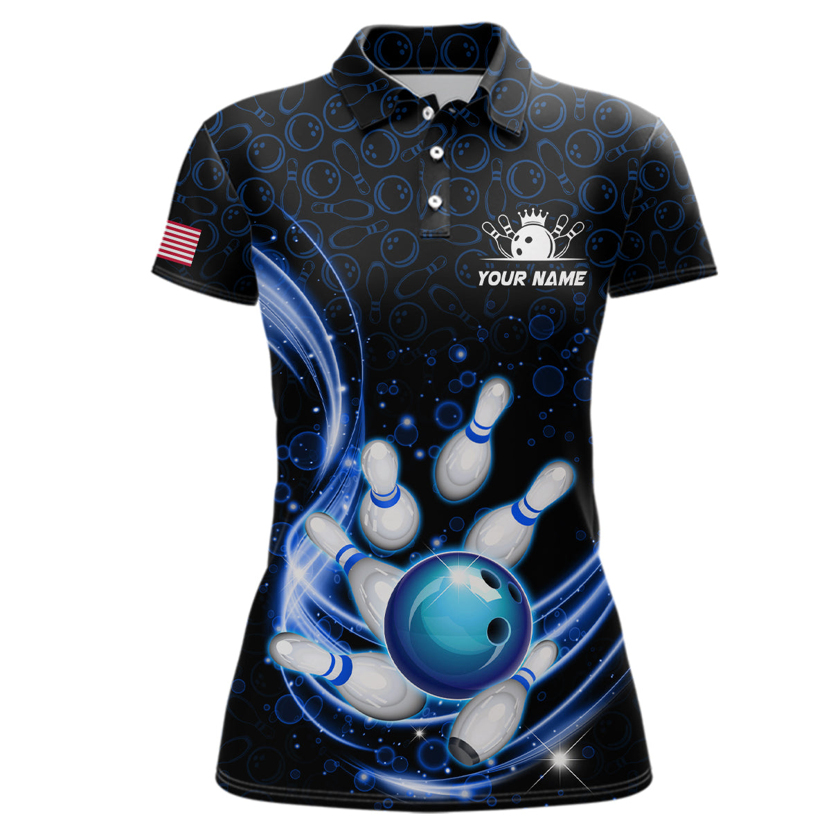 Personalized Camo Bowling Shirt for Women Custom Bowling Jersey Bowling Team League Polo Shirt QZT251