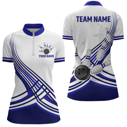 Personalized Women's Bowling Jersey Quarter Zip Bowling Team Shirts Bowling Gifts QZT502