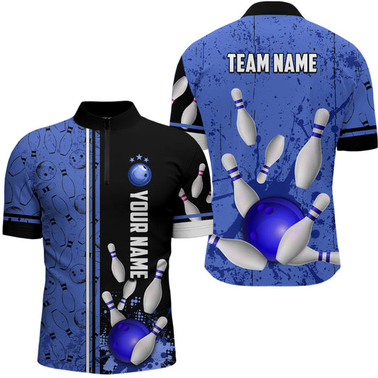 Custom Men Bowling Team Shirts Quarter Zip Bowling Jersey League Muticolor QZT474