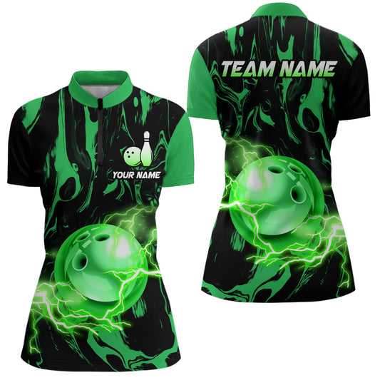 Custom Women Bowling Shirts Quarter Zip Bowling Jersey Multicolor QZT484