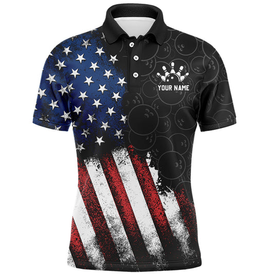 Skull Bowling Polo Shirt US Flag Bowling Jersey Men Bowling Camo Bowling Customized QZT261