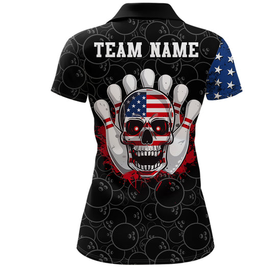 Skull Bowling Polo Shirt US Flag Bowling Jersey Women Bowling Camo Bowling Customized QZT261
