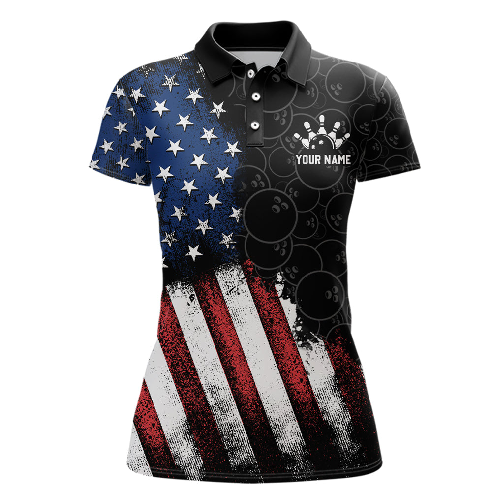 Skull Bowling Polo Shirt US Flag Bowling Jersey Women Bowling Camo Bowling Customized QZT261
