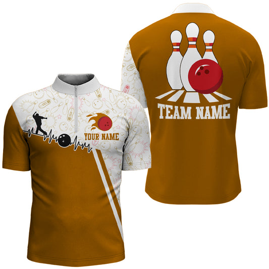 Men's Bowling Shirt Personalized Camo Bowling Jersey 1/4 Zip Bowling Shirt QZT19