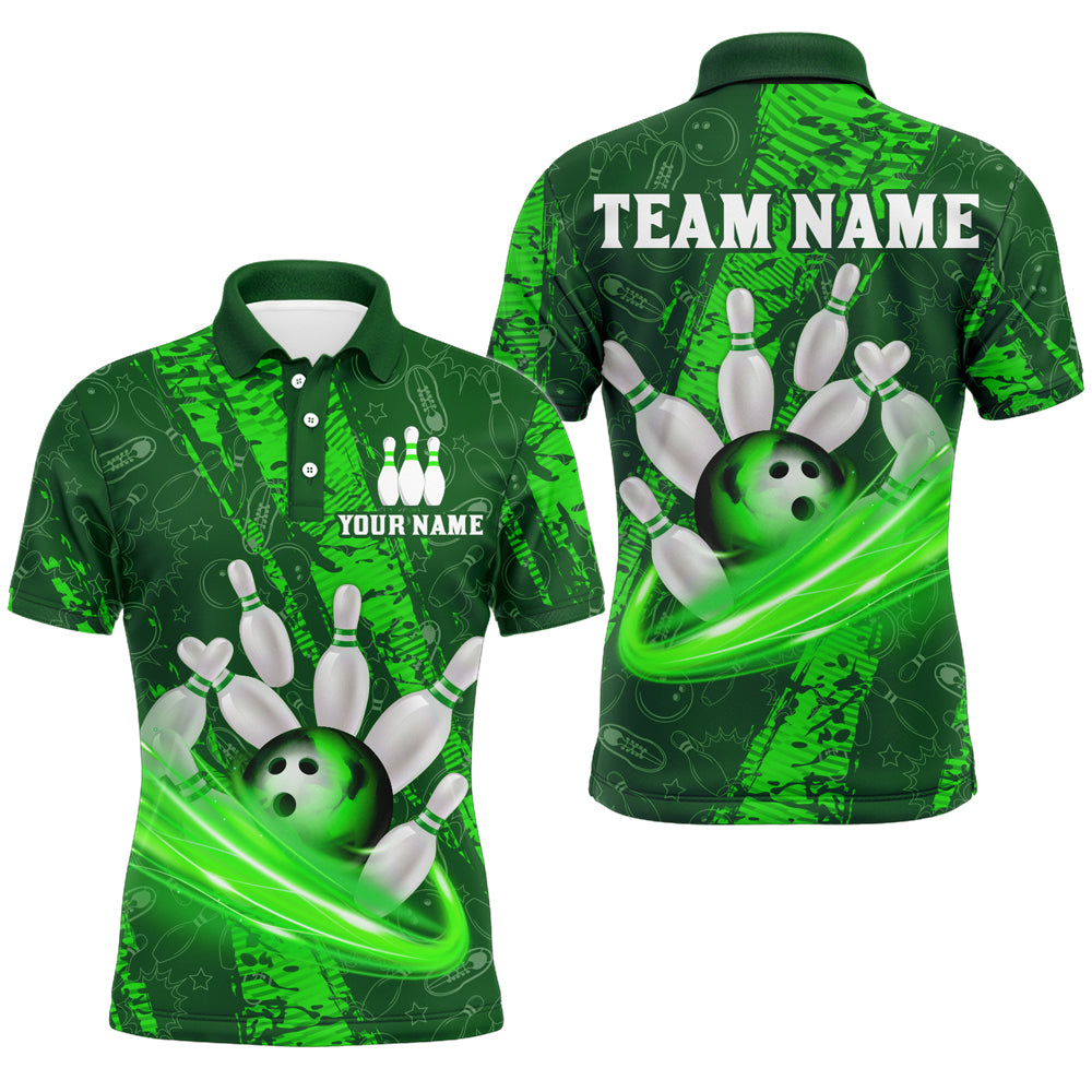 Custom Men 3D Bowling Shirts Bowling Team Jersey Polo Bowlers Gifts Multicolor QZT473
