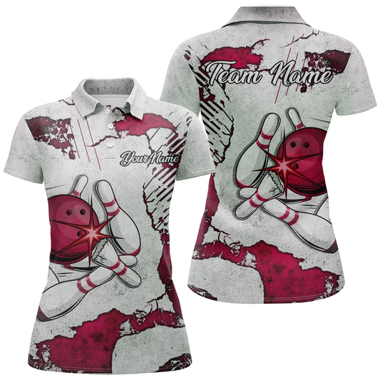 Personalized Unisex Bowling Jersey Polo Bowling Team Shirt for Women Bowler Gift QZT498