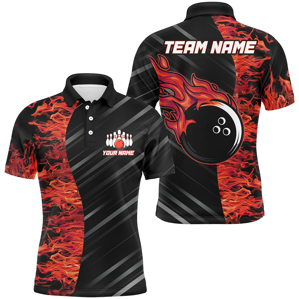 Red Flames Bowling Jersey Men Women Custom Bowling Polo Shirt For Team BDT487