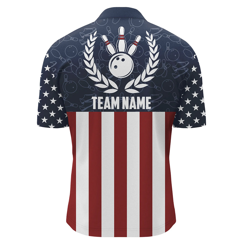 American Flag Bowling Quarter-Zip Shirt For Men Custom Bowling Shirt Team League Bowling Jersey BDT311