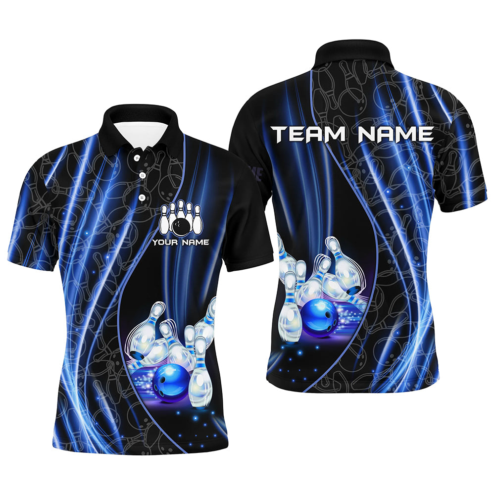 Blue Light Bowling Shirt For Men Women Custom Team Bowling Jersey For Couples BDT504