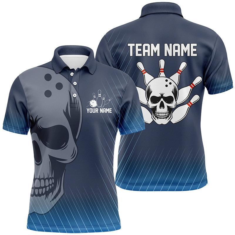 Blue Skull Bowling Shirts Men & Women Custom Polo Bowling Team Jersey Unisex BDT484