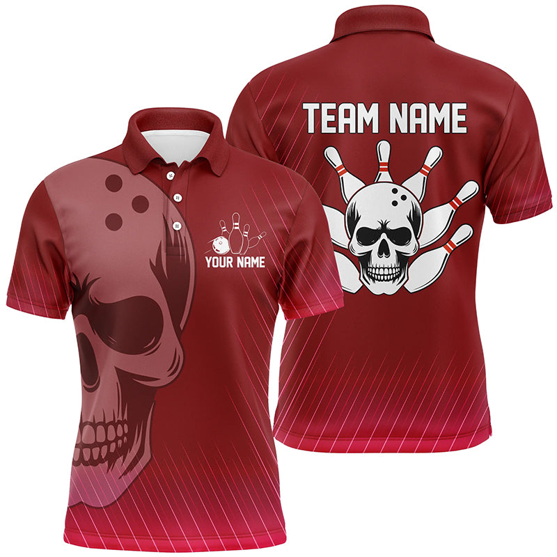 Red Skull Bowling Shirts Men & Women Custom Polo Bowling Team Jersey Unisex BDT484