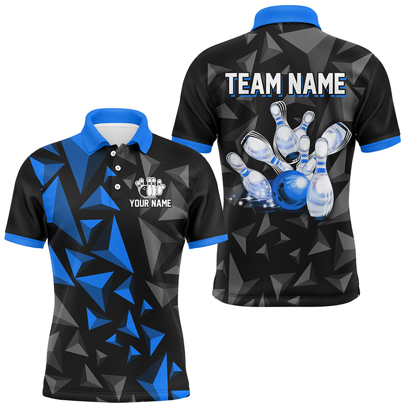 Custom Polo Shirts For Men And Women Blue Bowling Team League Jersey Bowler BDT500