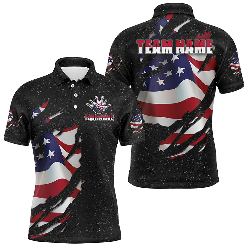 Patriotic Bowling Jersey For Couples Custom Black Bowling Shirt Men Women| Polo BDT518