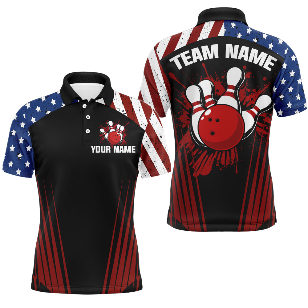 Patriotic Bowling Polo Shirt Men Women Personalized Bowling Jersey Team BDT498