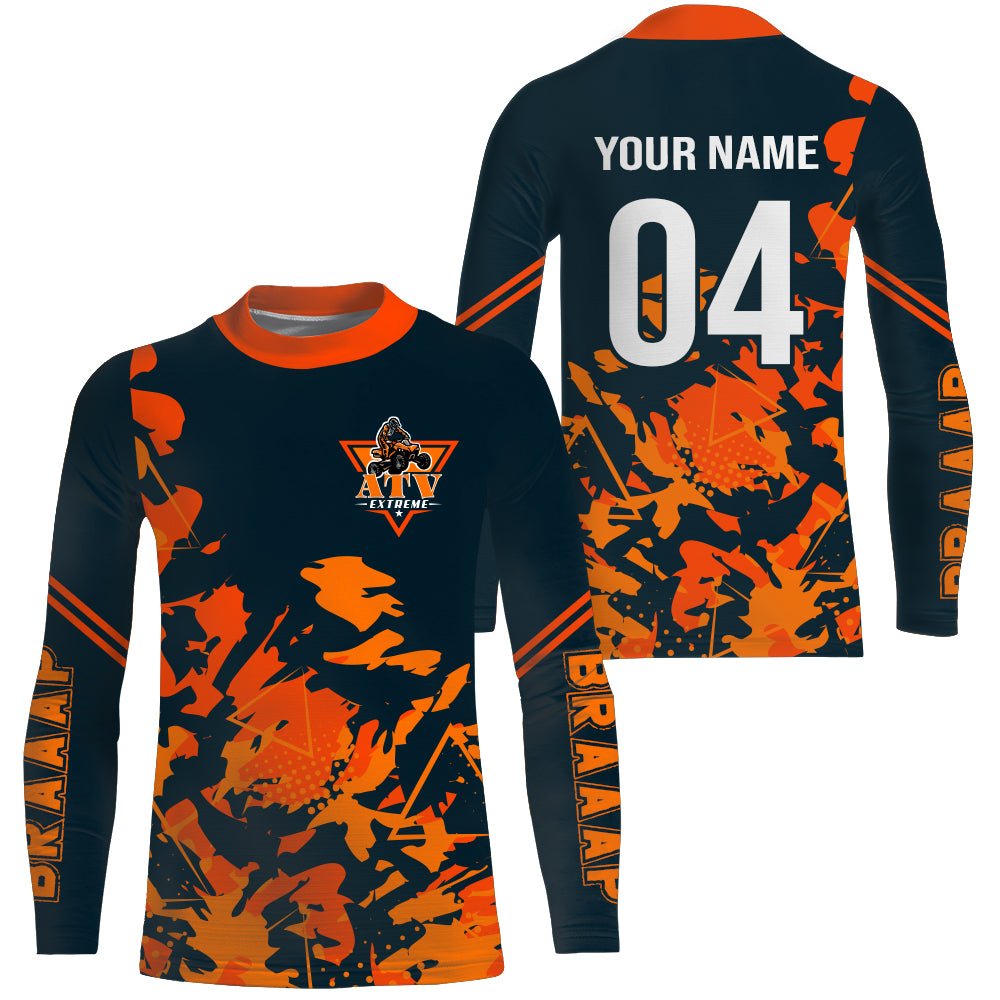 Custom ATV Motocross Jersey Kid Men Women UPF30+ Orange Quad Bike Shirt Off-Road PDT844