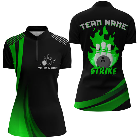 Custom Bowling Quarter-Zip Shirt Women Bowling Team Jersey American Flag Bowling Shirt BDT380