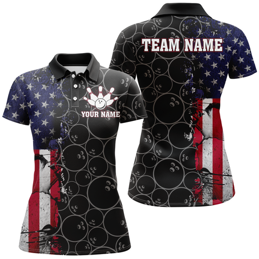 American Flag Bowling Jerseys For Men & Women Custom Bowling Polo & Quarter-Zip Shirt BDT413