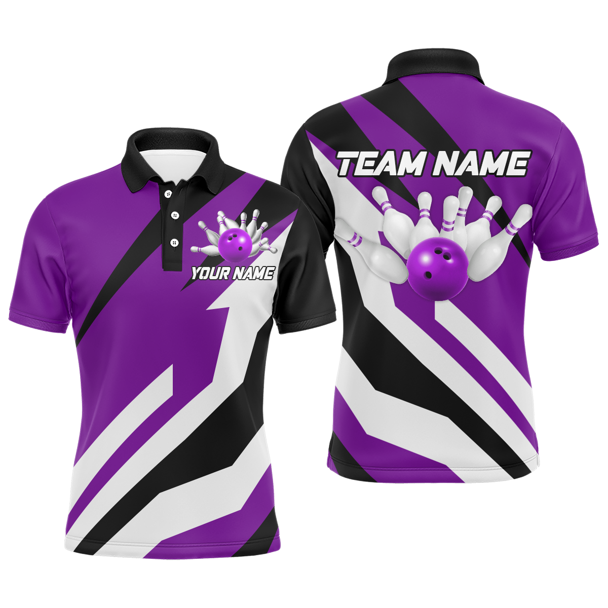 Purple Bowling Polo Shirts Unisex Custom Bowling Jersey for Men & Women Bowling Team League BDT553