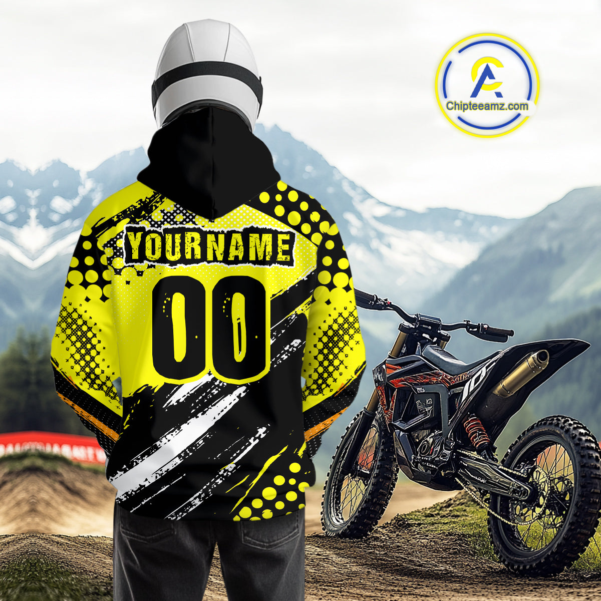 Custom Yellow ATV Motocross Hoodie for Men Women Quad Shirt ATV Riding Hoodie MHATV20