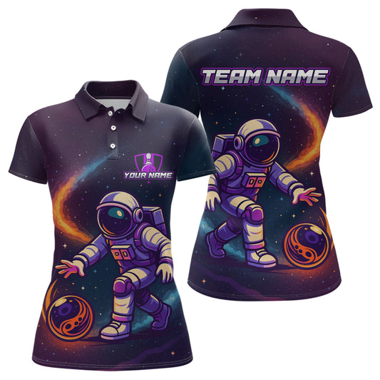 Custom Astronaut Bowling Shirts for Women Men Team Galaxy Bowling Polo and 1/4 Zip MBL169