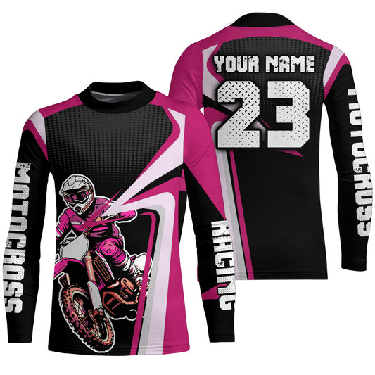 Custom Motocross Jersey Pink Dirt Bike Shirt For Kid Women Men Off-road Shirt XM307