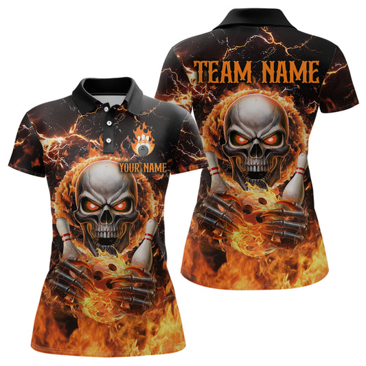 Skull Bowling Shirt Custom Thunder Flaming Bowling Jersey for Men Women Team MBL85