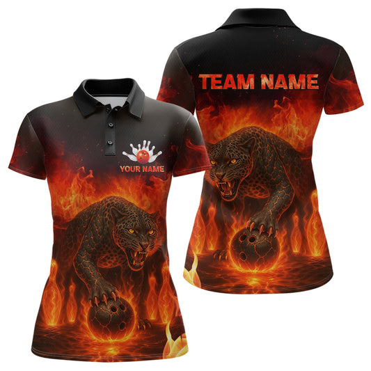 Custom Leopard Bowling Shirts for Women Men Team Bowling Polo and Quarter Zip MBL145