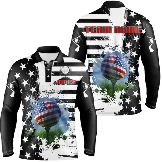 Custom US Golf Polo Shirt Patriotic Golf Shirts for Men Women American Polo Shirt MMG08