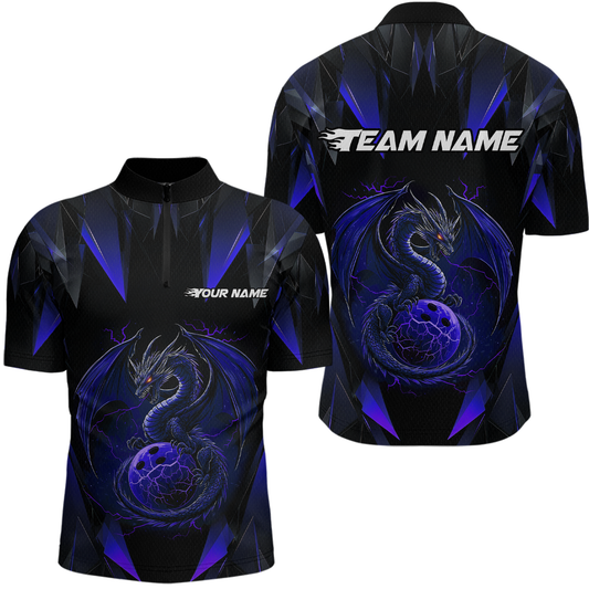 Blue Dragon Personalized Bowling Shirts For Men, Bowling Team Shirt Polo & Quarter-Zip HNT40