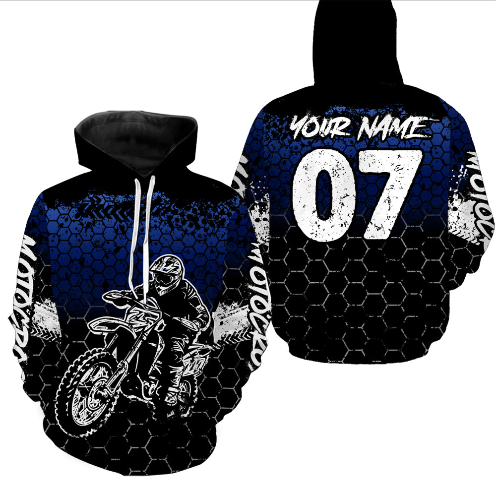 Blue Motocross Jersey Upf30+ Custom Dirt Bike Jersey Mens Women Off-Road Jersey Adult&Kid| CTP04